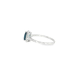 14k White Gold 0.70 ctw Blue Topaz Halo Women's Ring
