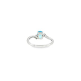 14k White Gold 0.83 ctw Blue Topaz Curved Women's Ring