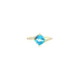 14k Yellow Gold 1.85 ctw Blue Topaz Curved Women's Ring