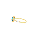 14k Yellow Gold 1.85 ctw Blue Topaz Curved Women's Ring