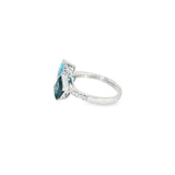 14k White Gold 3.08ctw Blue Topaz Multi Stone Women's Ring