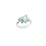 14k White Gold 3.08ctw Blue Topaz Multi Stone Women's Ring