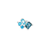 14k White Gold 3.08ctw Blue Topaz Multi Stone Women's Ring