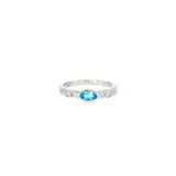 14k White Gold 0.30ctw Blue Topaz Geometric Women's Ring