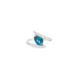 14k White Gold 1.04 ctw Blue Topaz Free Form Women's Ring