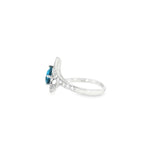 14k White Gold 1.04 ctw Blue Topaz Free Form Women's Ring