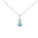 14k White Gold 0.95ctw Blue Topaz Geometric Necklace