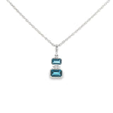 14k White Gold 0.95ctw Blue Topaz Geometric Necklace
