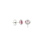14k White Gold ctw Halo Pink Tourmaline Earrings