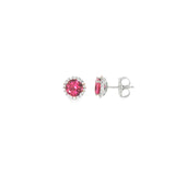 14k White Gold ctw Halo Pink Tourmaline Earrings