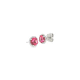 14k White Gold ctw Halo Pink Tourmaline Earrings