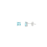 14k White Gold 1.42ctw Stud Blue Topaz Earrings