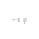 14k White Gold 1.42ctw Stud Blue Topaz Earrings