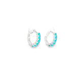 Sterling Silver Small Hoop Turquoise Earrings