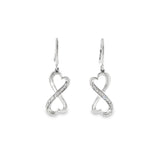 Sterling Silver 0.03 ctw Diamond Heart Earrings