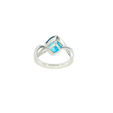 14k White Gold 4.42ctw Blue Topaz Free Form Women's Ring