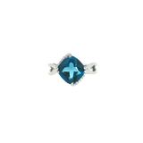 14k White Gold 4.42ctw Blue Topaz Free Form Women's Ring