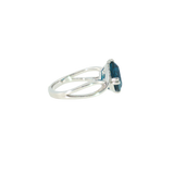 14k White Gold 4.42ctw Blue Topaz Free Form Women's Ring