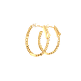 14k Yellow Gold 0.94 ctw Medium Hoop Diamond Earrings