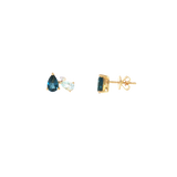 14k Yellow Gold Blue Topaz Earrings