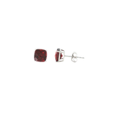 14k White Gold 3.17ctw Stud Garnet Earrings
