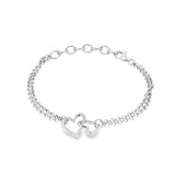 Sterling Silver Diamond Heart Bracelet