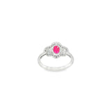 14k White Gold 1.10ctw Ruby Halo Women's Ring