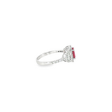 14k White Gold 1.10ctw Ruby Halo Women's Ring