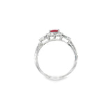 14k White Gold 1.10ctw Ruby Halo Women's Ring
