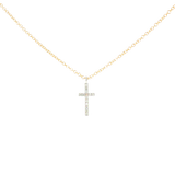 14k Two-tone 0.05 ctw Diamond Cross Necklace