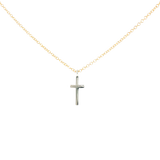 14k Two-tone 0.05 ctw Diamond Cross Necklace