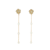 14k Yellow Gold Nature Inspired Pearl Earrings