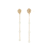 14k Yellow Gold Nature Inspired Pearl Earrings