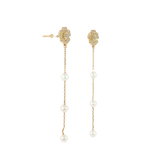 14k Yellow Gold Nature Inspired Pearl Earrings