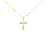 14k Yellow Gold 0.15 ctw Diamond Cross Pendant