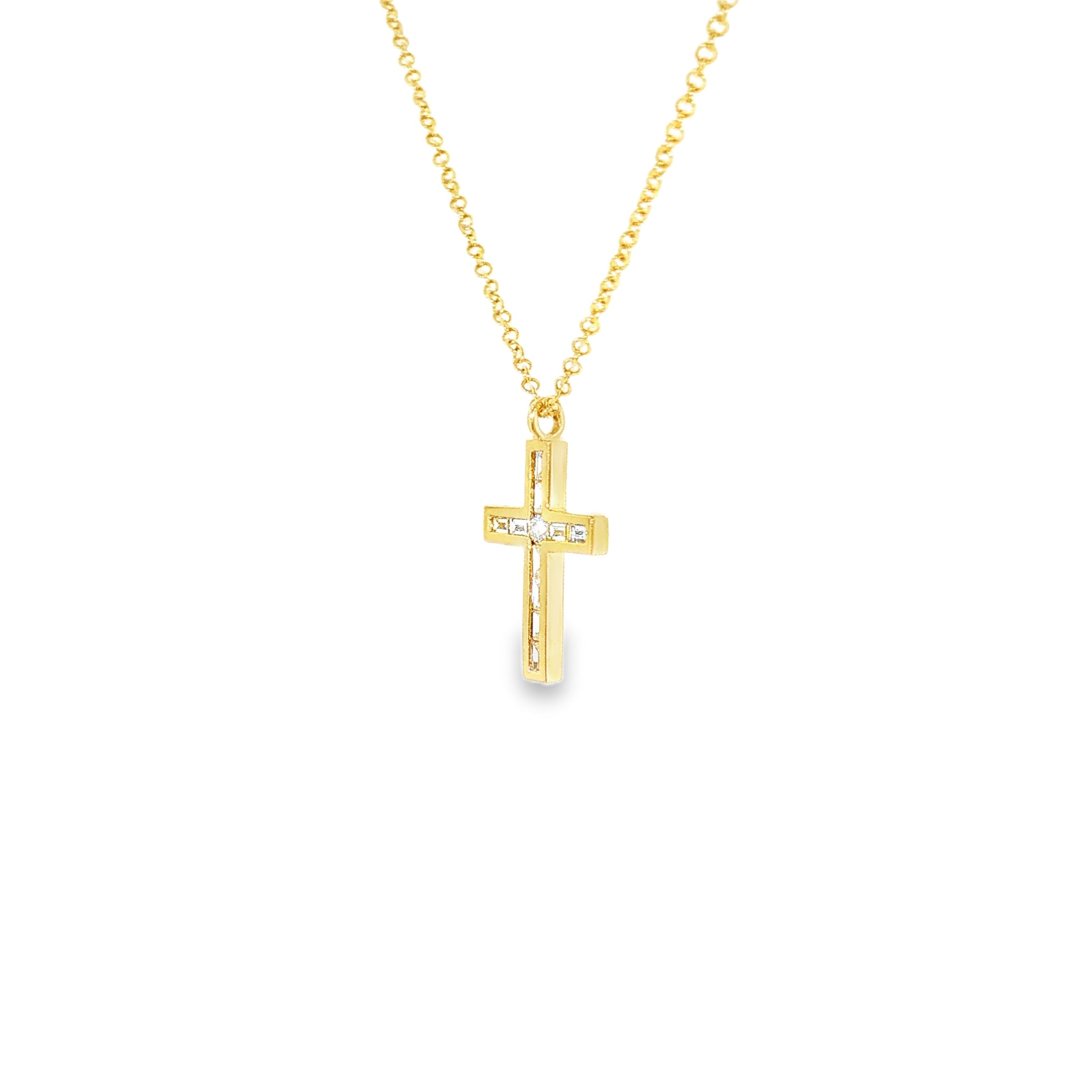 14k Yellow Gold 0.15 ctw Diamond Cross Pendant