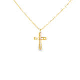14k Yellow Gold 0.15 ctw Diamond Cross Pendant