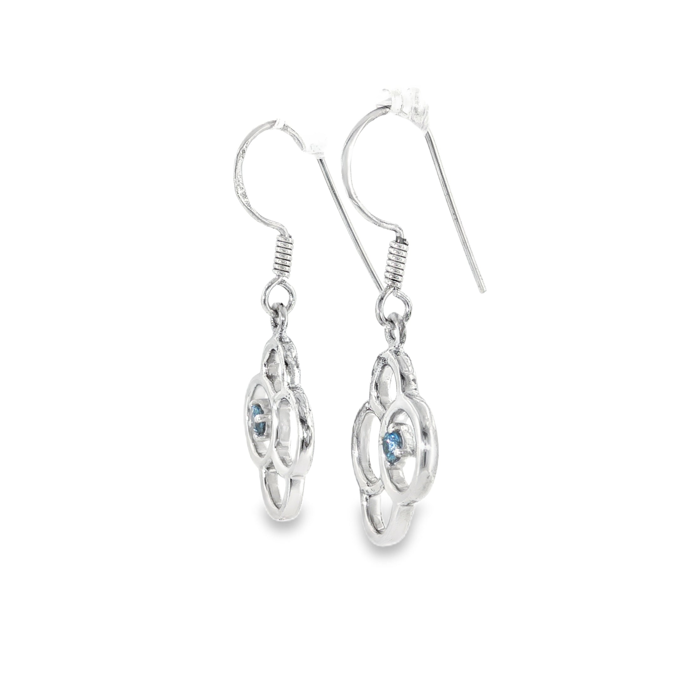 Sterling Silver 0.22 ctw Dangle MT Yogo Sapphire Earrings