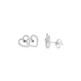 Sterling Silver 0.11 ctw Heart MT Yogo Sapphire Earrings