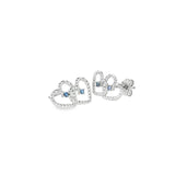 Sterling Silver 0.11 ctw Heart MT Yogo Sapphire Earrings
