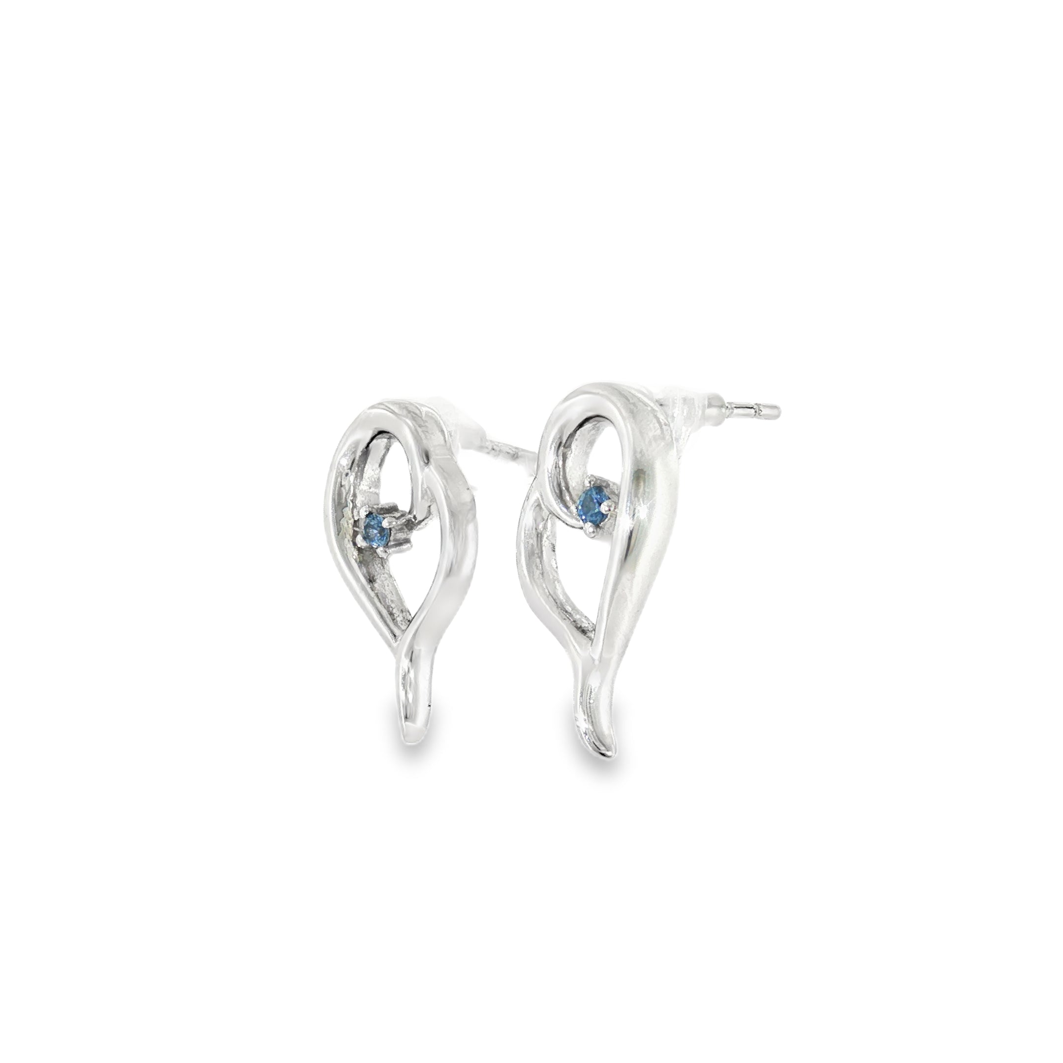 Sterling Silver 0.08 ctw MT Yogo Sapphire Earrings