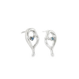 Sterling Silver 0.08 ctw MT Yogo Sapphire Earrings