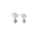 Sterling Silver 0.25 ctw Nature Inspired MT Yogo Sapphire Earrings