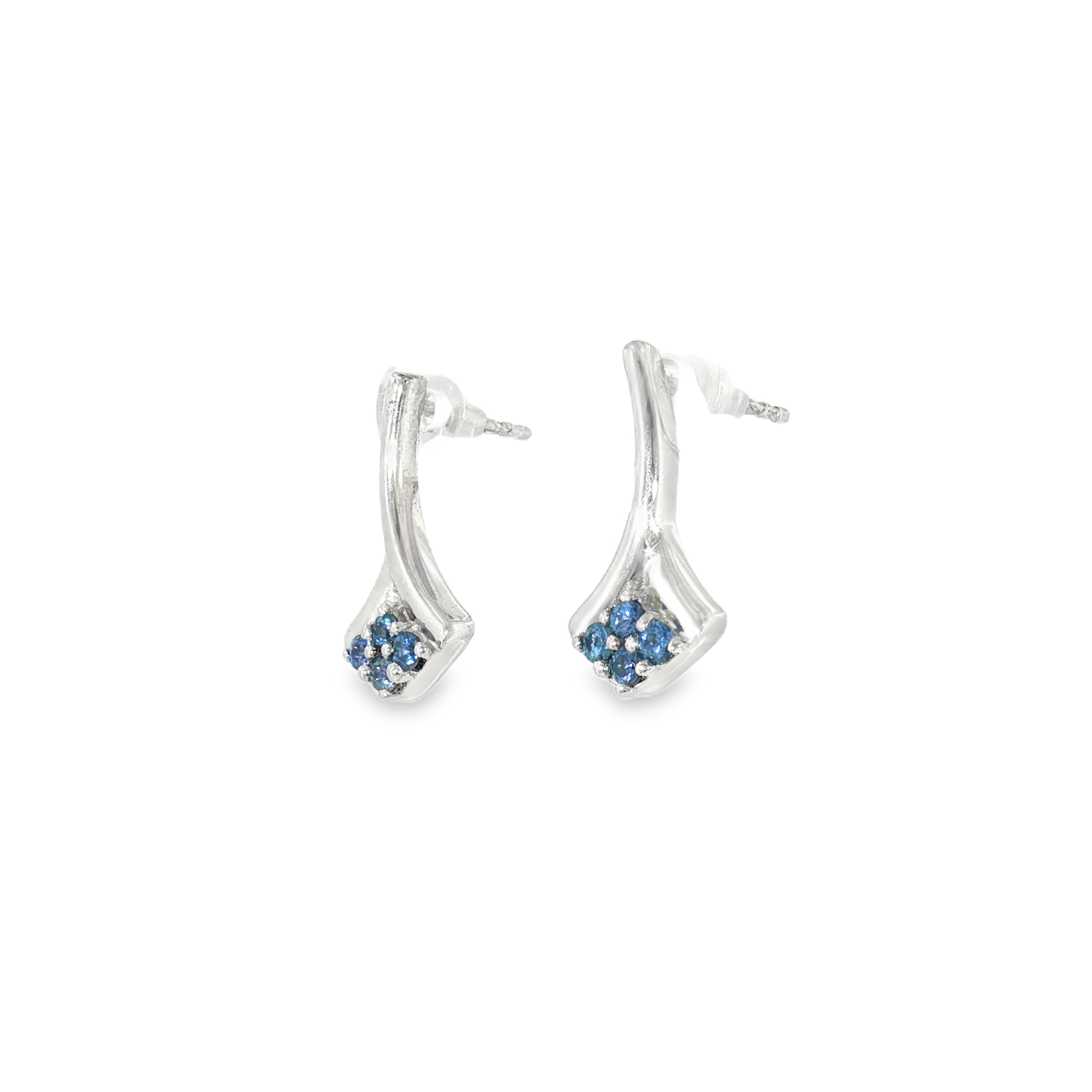 Sterling Silver Nature Inspired MT Yogo Sapphire Earrings