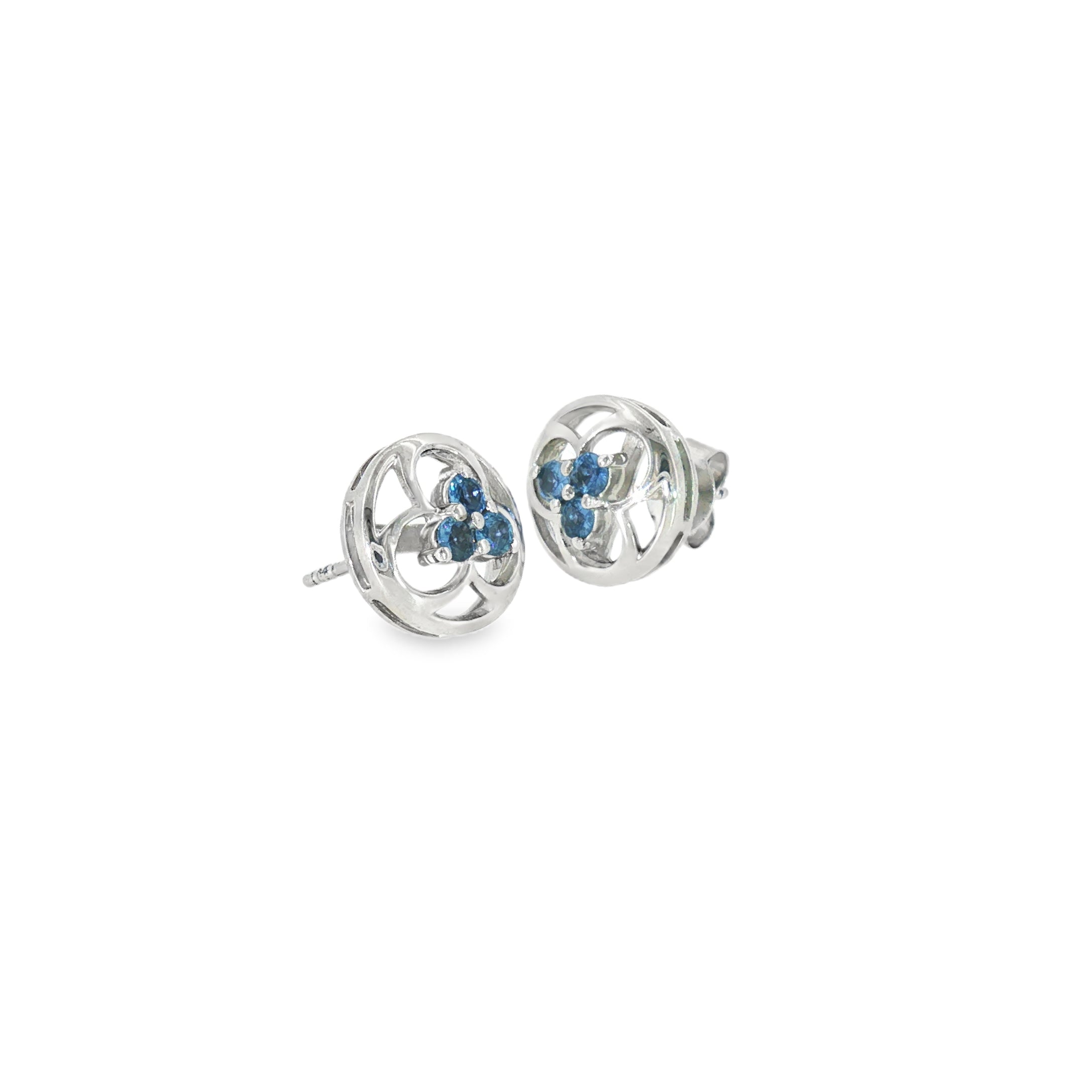 Sterling Silver 0.43 ctw Nature Inspired MT Yogo Sapphire Earrings
