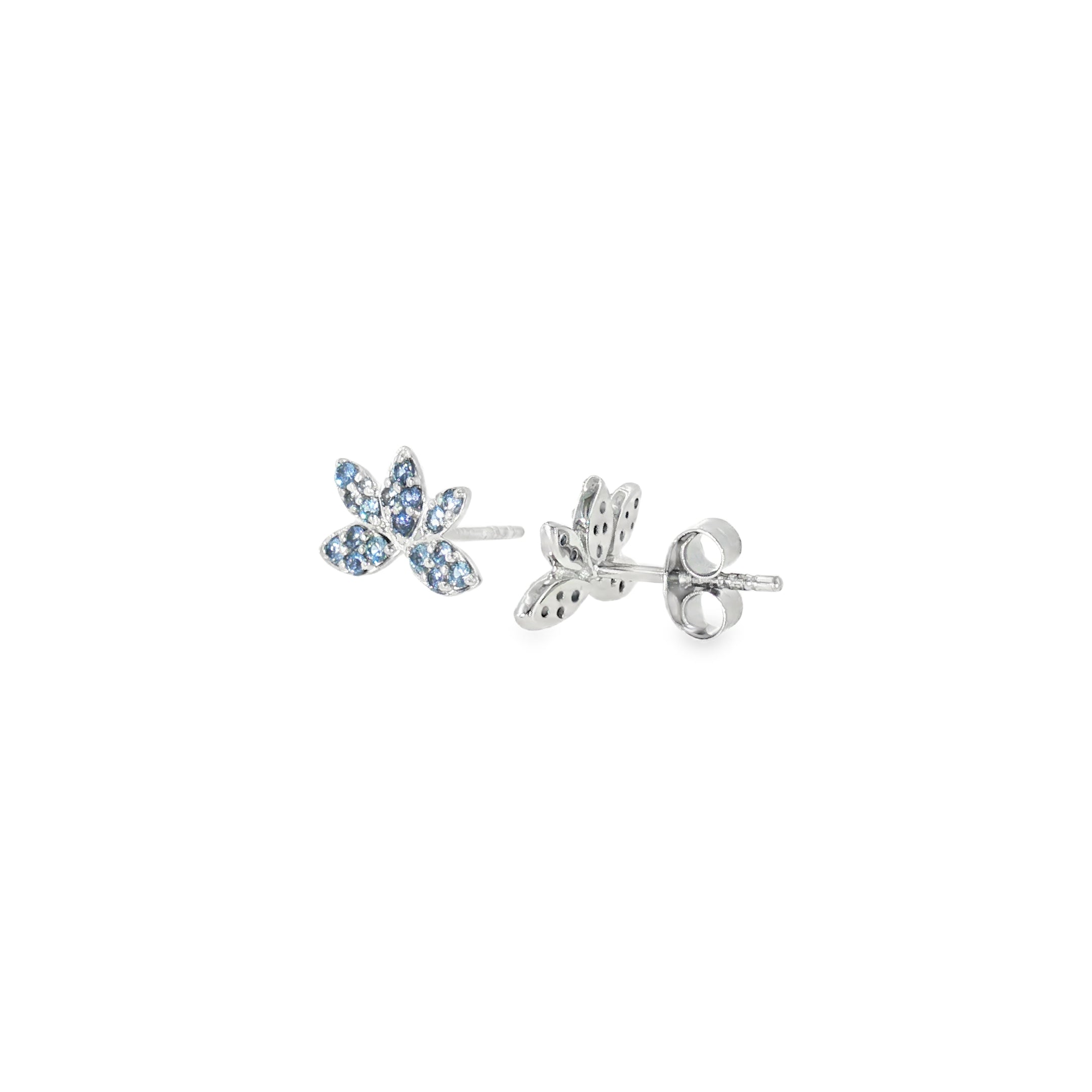 Sterling Silver 0.45 ctw Nature Inspired MT Yogo Sapphire Earrings