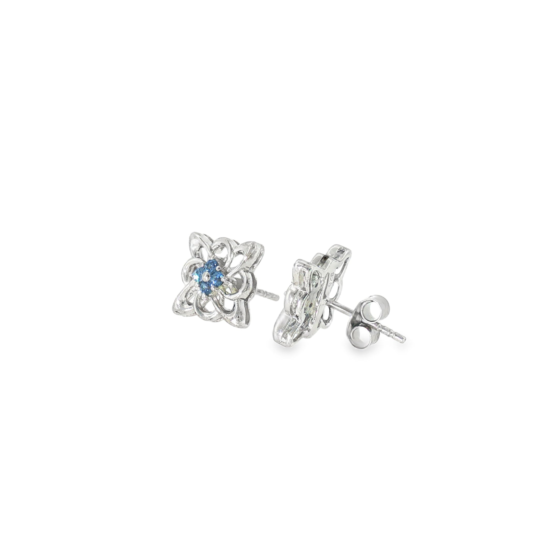 Sterling Silver 0.25 ctw MT Yogo Sapphire Earrings