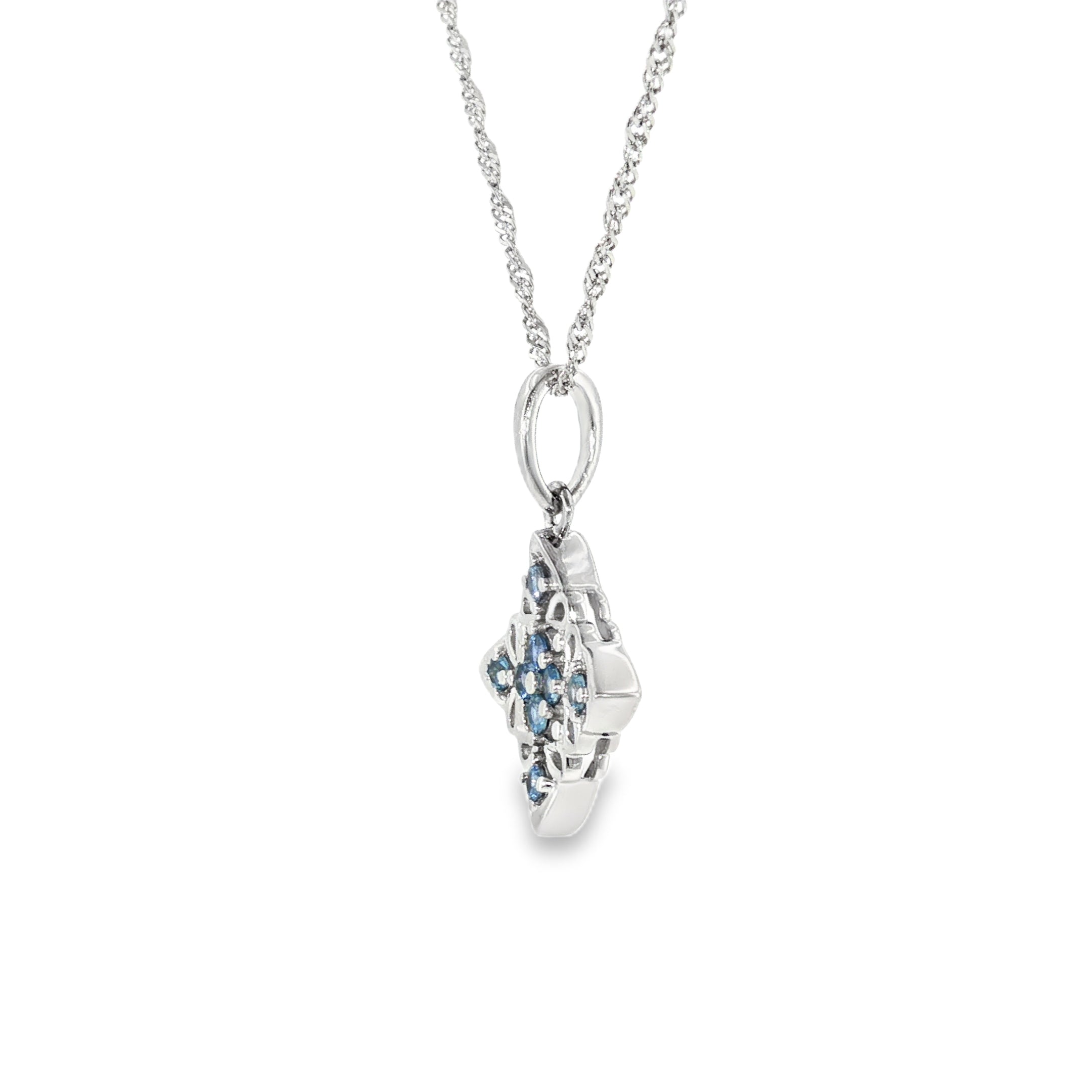 Sterling Silver 0.38 ctw Vintage Inspired MT Yogo Sapphire Pendant