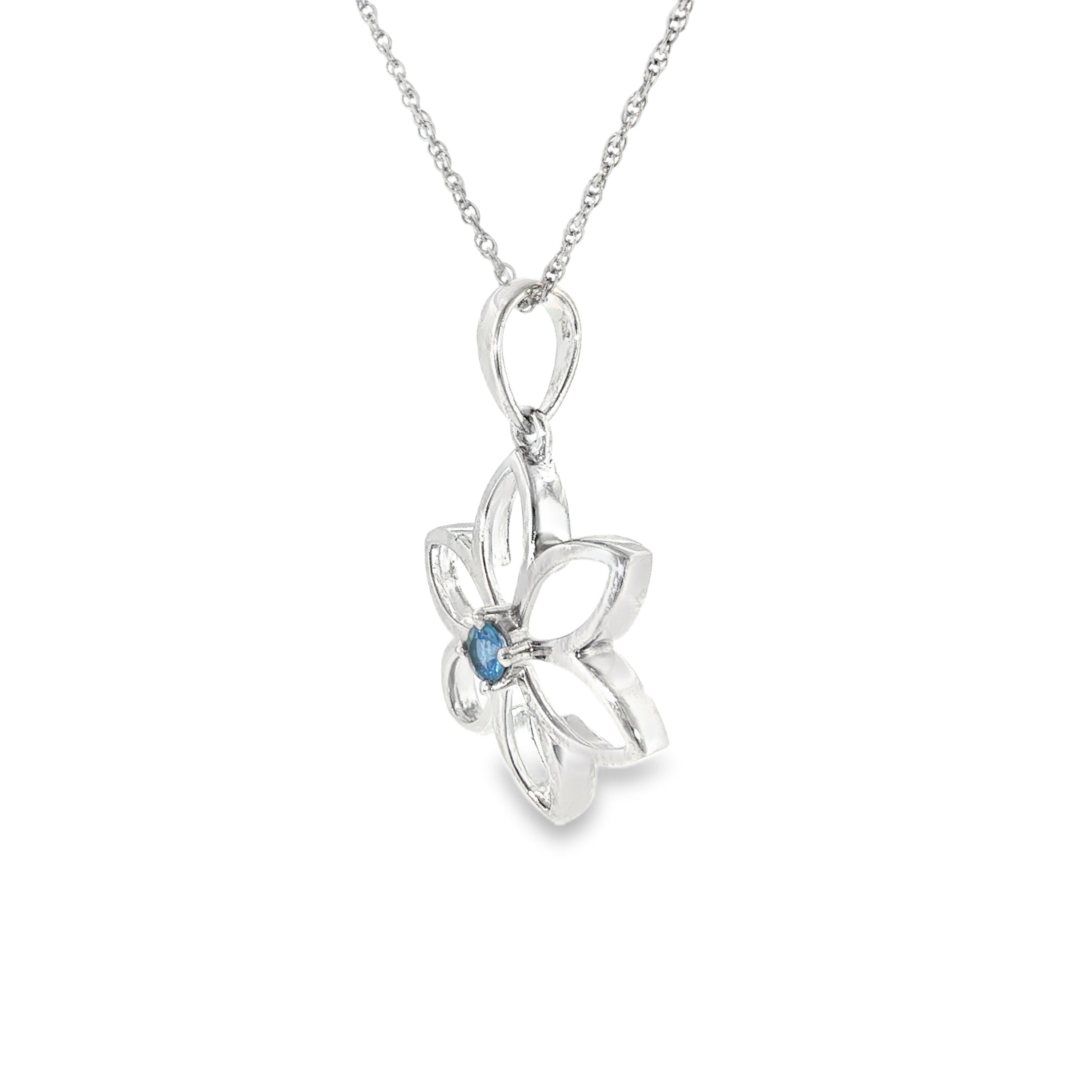 Sterling Silver 0.15 ctw Nature Inspired MT Yogo Sapphire Pendant