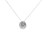 14k White Gold 0.50ctw MT Yogo Sapphire Halo Necklace